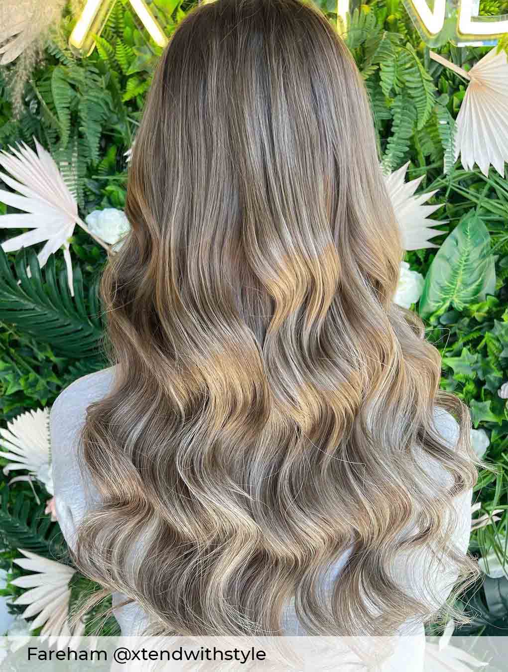 Mixed blonde hair extensions with light ash brown blended with blonde to create dark blonde Balayage mix extensions by Viola