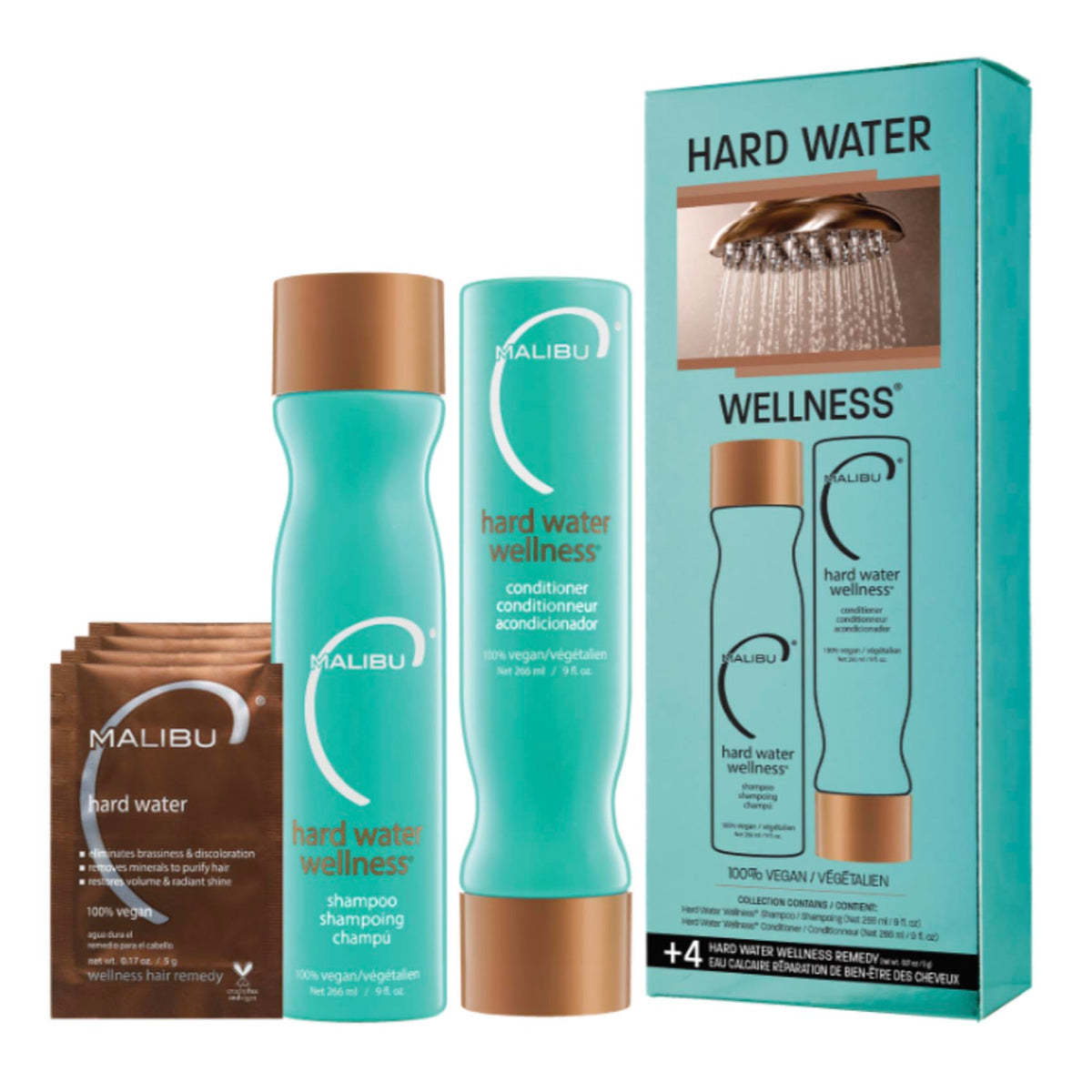 Malibu C Hard Water Wellness System Kit Inside