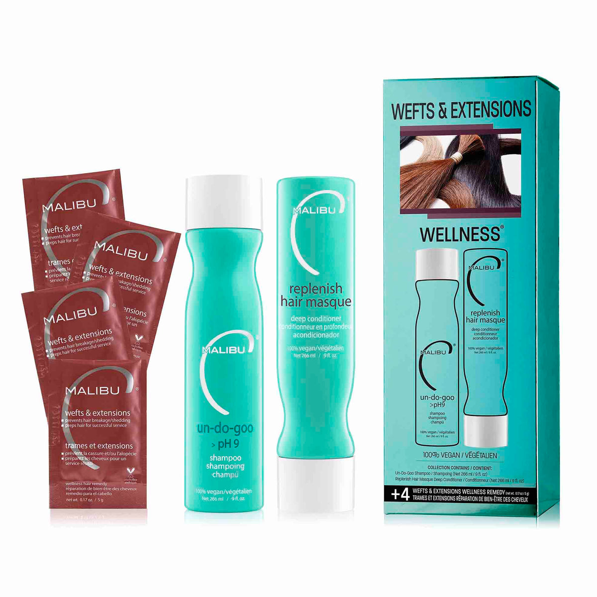 Malibu C Wefts & Extensions Wellness System Kit