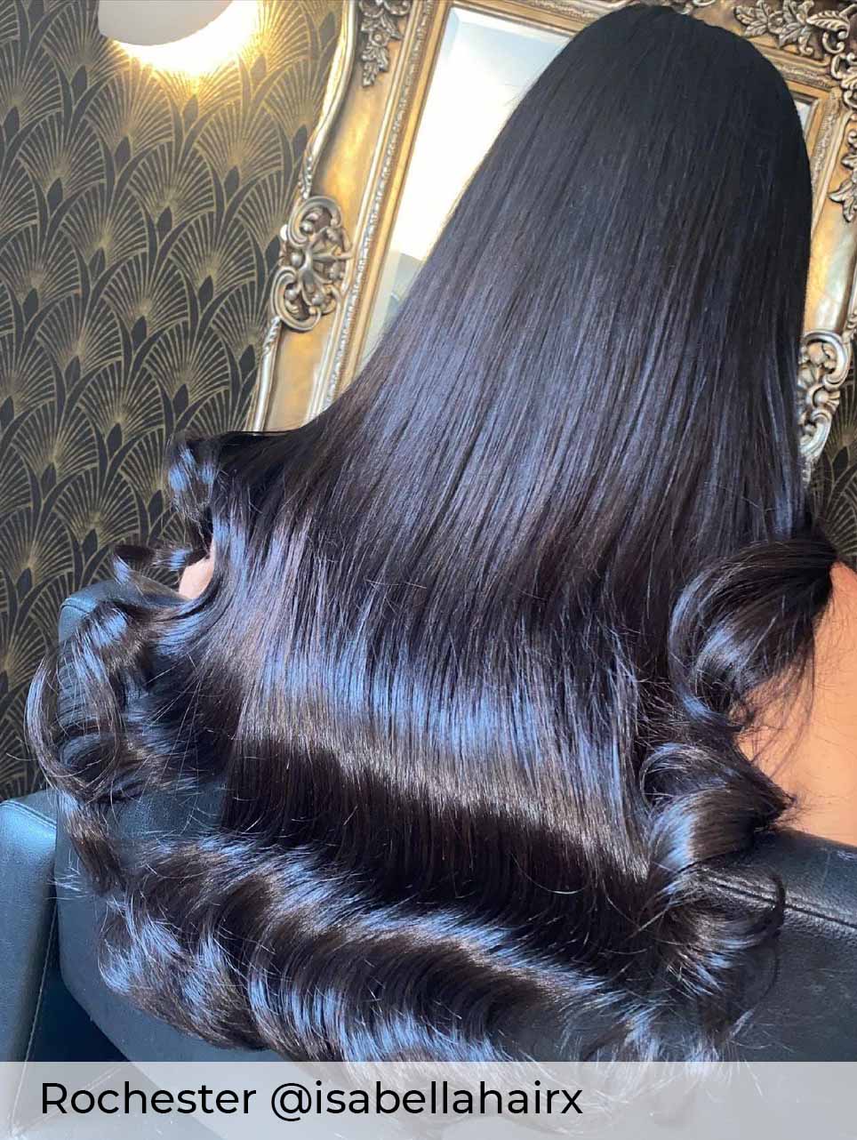 Black long hair extensions in a micro ring, the best hair extensions in the UK by Viola perfect for adding length