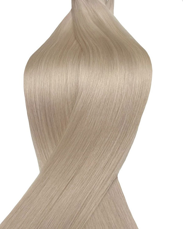 Human tape weave hair UK available in #60A angel white blonde