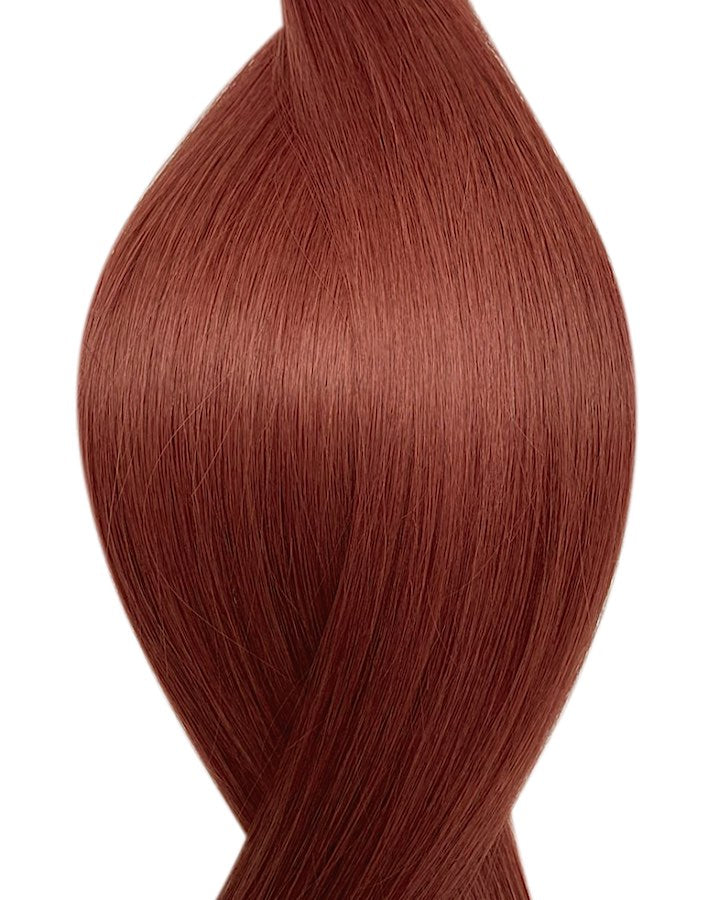 Human tape in hair extensions UK available in #33 auburn raspberry Bellini