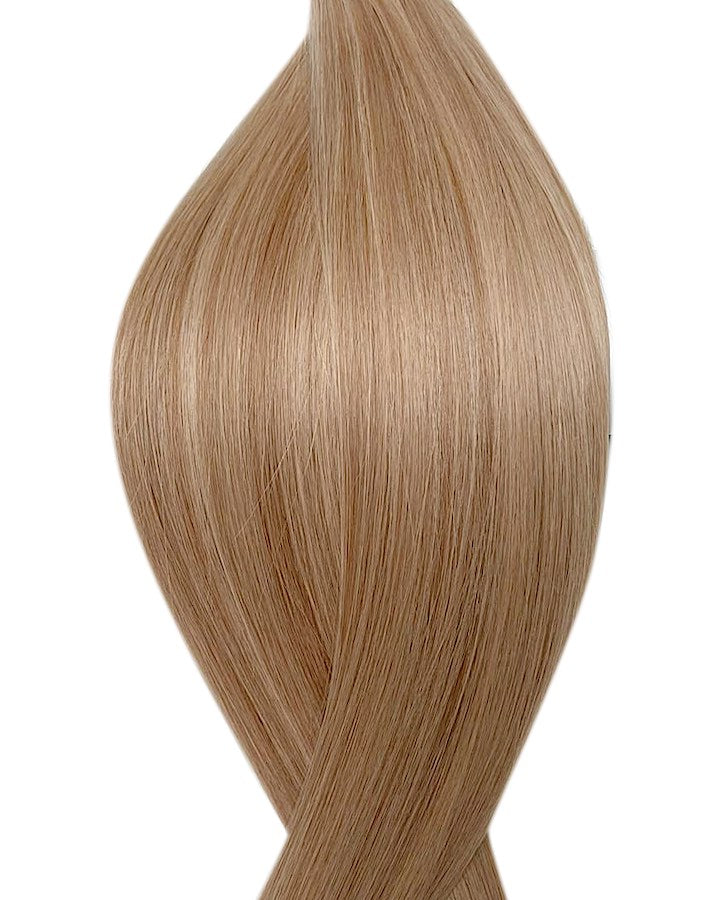 Human Seamless clip-in hair extensions UK available in #P14/22 dark blonde light ash blonde mix Dubai Dusk