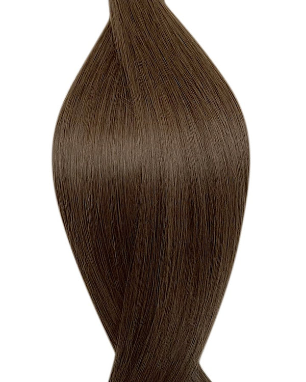 Human secret tape in hair extensions UK available in #7 light ash brown frosted chocolate