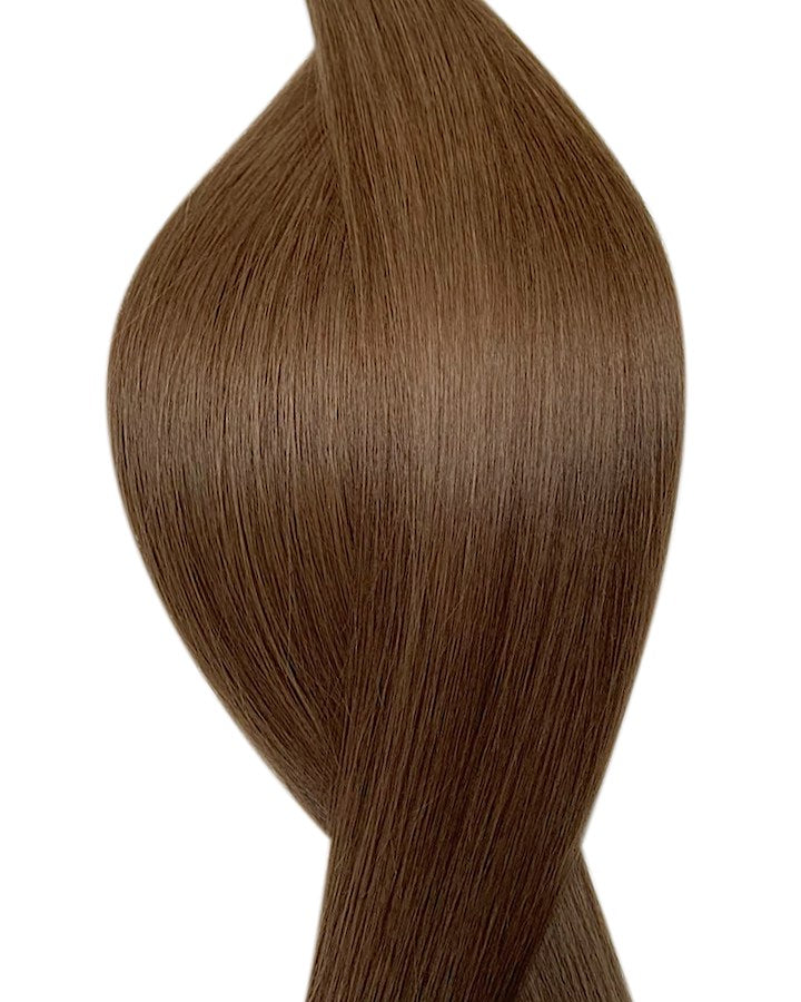 Human luxe tape in hair extensions UK available in #6B golden walnut honey