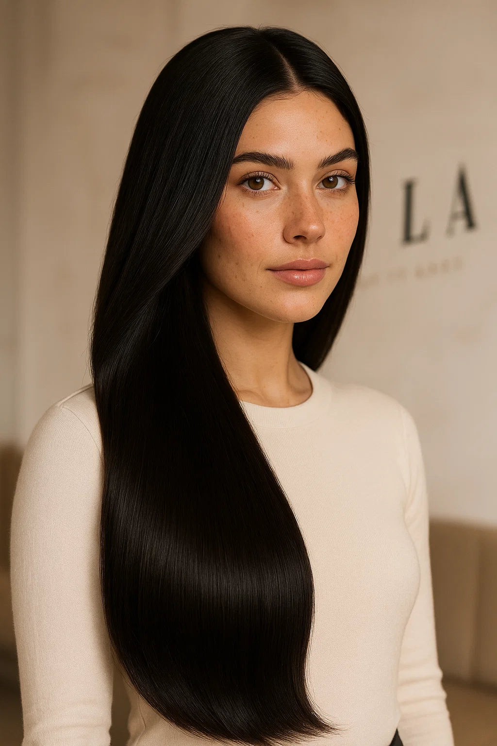 Human luxe nano ring hair extensions UK available in #1B black treacle.