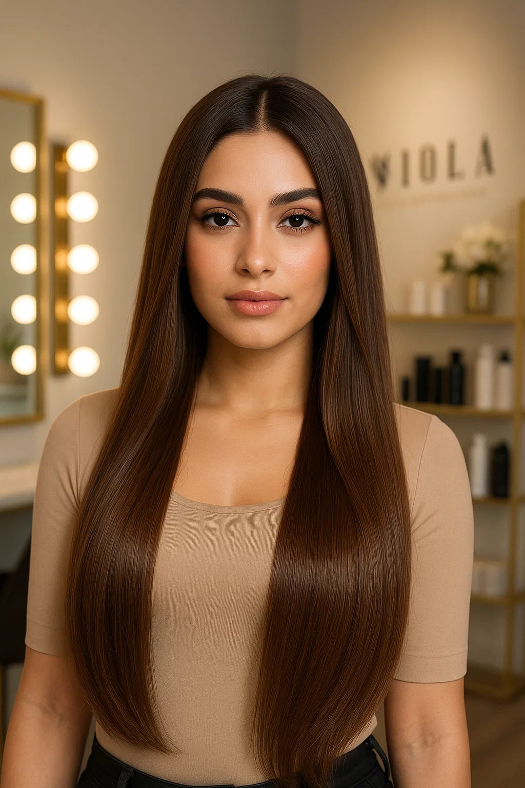 Human luxe nano ring hair extensions UK available in #4B chocolate copper salted caramel
