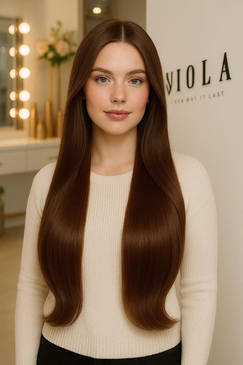 Human luxe nano ring hair extensions UK available in #4A cool brown roasted chestnut