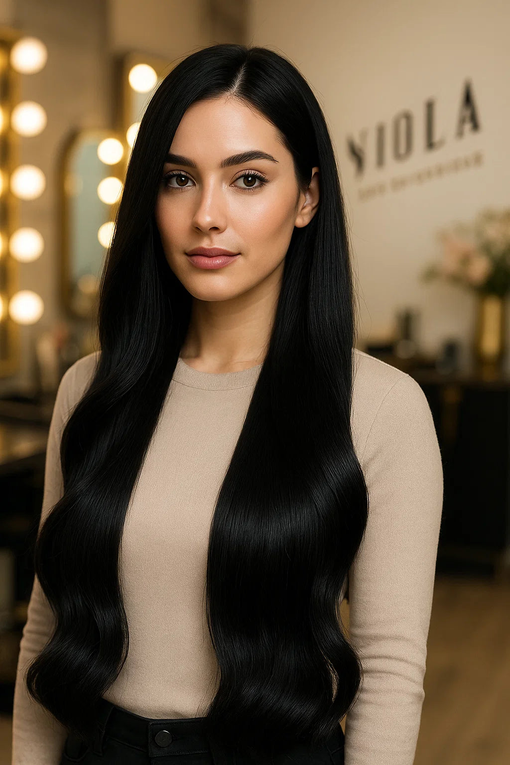 Human luxe tape in hair extensions UK available in #1 jet black