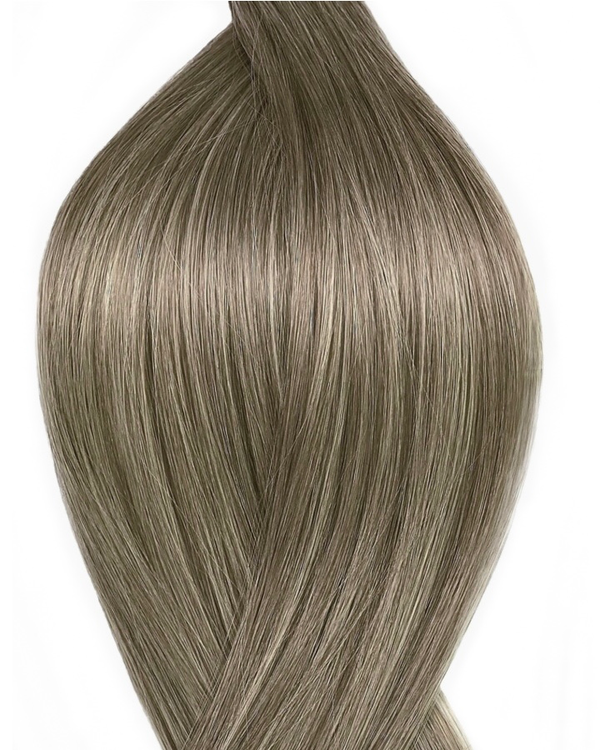 Human seamless clip-in hair extensions UK available in #M7/16V new york smoke