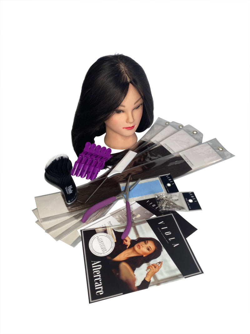 Training kit for training to learn all different hair extensions methods