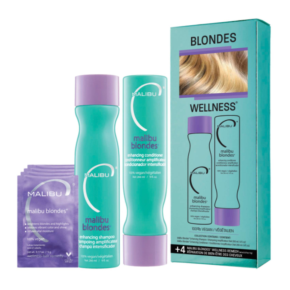 Malibu C blondes wellness system kit inside 