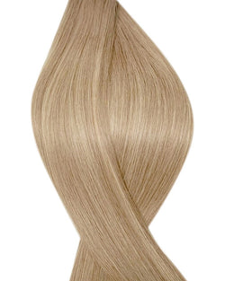Human nano ring hair extensions UK available in #T18/18/22 balayage dark ash blonde medium ash blonde mix vanilla frappe