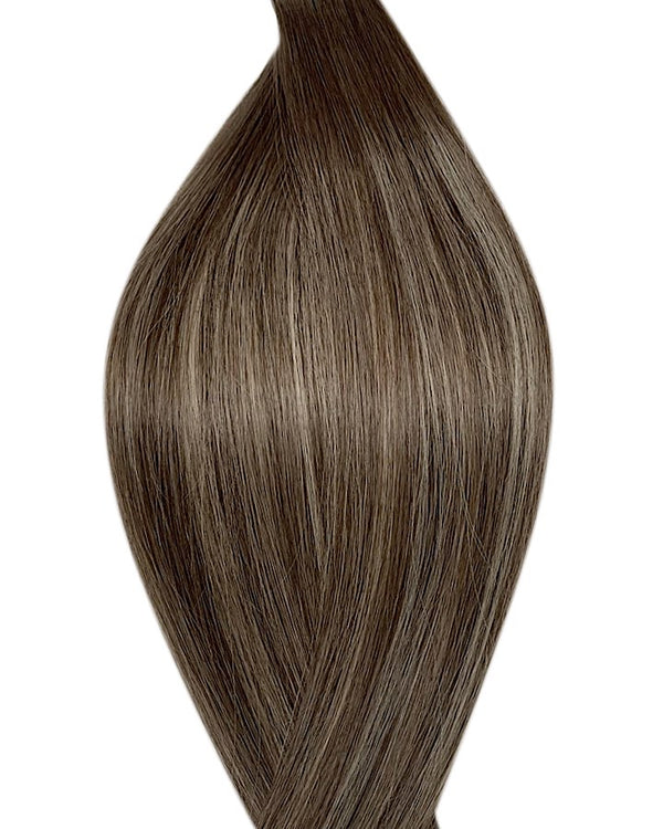 Human hair weave extensions UK available in #T7P7/16 balayage light ash brown medium ash blonde mix espresso frappe