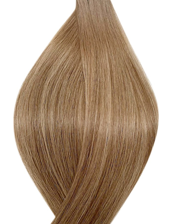 Human pre-bonded hair extensions UK available in #T8P8/16 balayage light brown medium ash blonde mix toffee latte
