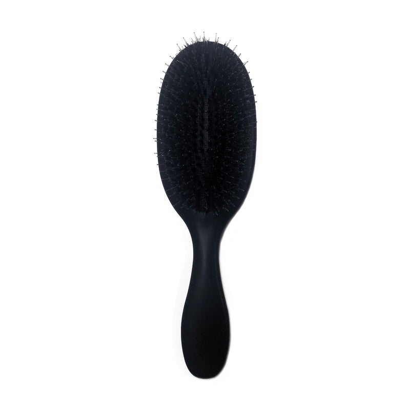 Black oval bristle brush for all hair extensions methods by Viola