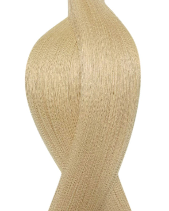 Human Seamless clip-in hair extensions UK available in #613 bleach blonde sunny haze