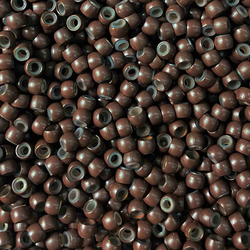 Brown Silicone lined nano rings for hair extensions by Viola
