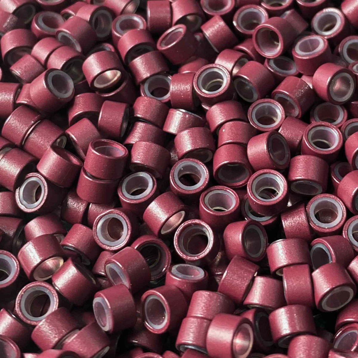 Burgundy Silicone lined micro rings for hair extensions by Viola