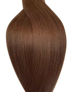 Human nano ring hair extensions UK available in #5 chestnut brown malt chocolate