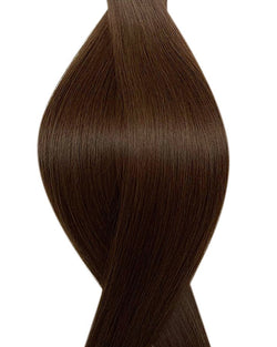 Human nano ring hair extensions UK available in #4A cool brown roasted chestnut