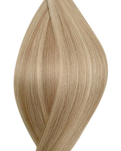 Human pre-bonded hair extensions UK available in #P18/22 dark ash blonde light ash blonde mix Malibu sunset