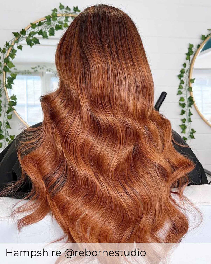 Dream dark auburn hair with nano ring hair extensions by Viola hair extensions the best Red and auburn hair extensions in the UK