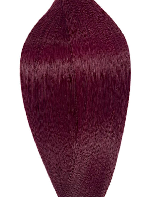 Human nano ring hair extensions UK available in #dark red ruby Scarlett