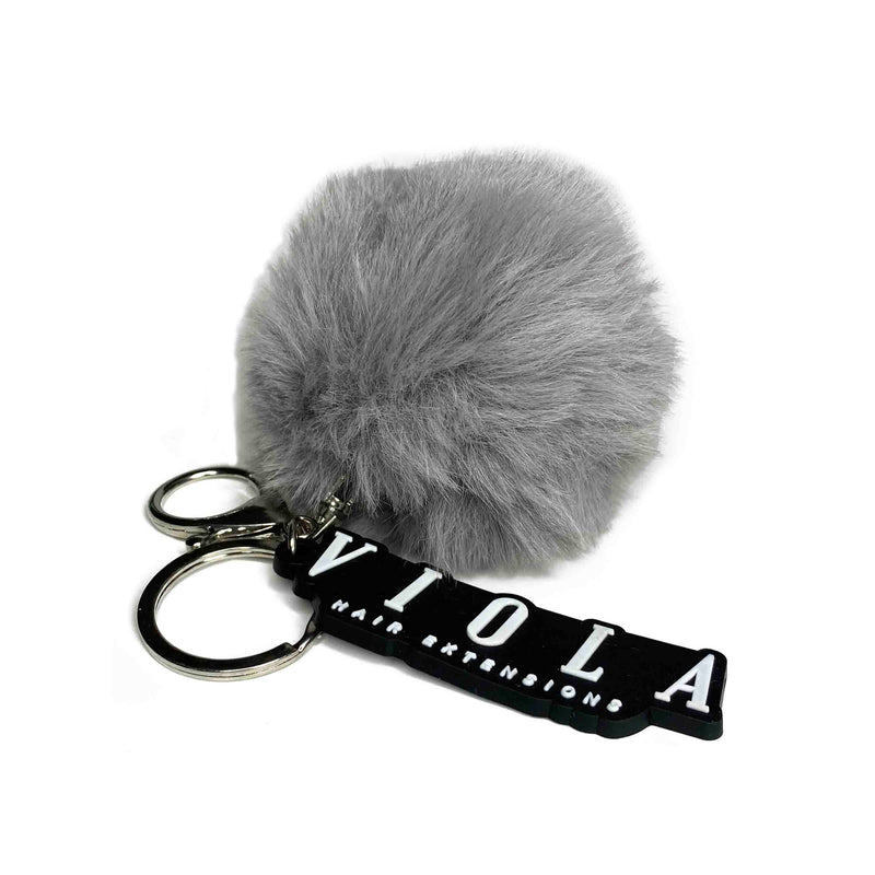 Grey Viola Pom-Pom Key Ring