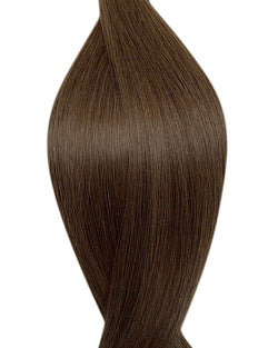 Human tape in hair extensions UK available in #7 light ash brown frosted chocolate
