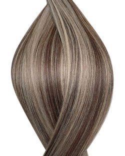Human micro ring hair extensions UK available in #P7/16 light ash brown medium ash blonde mix Tokyo timeless