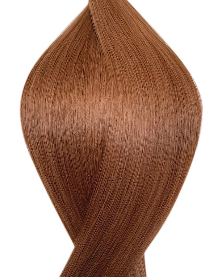 Human micro ring hair extensions UK available in #30 light auburn fern