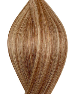 Human micro ring hair extensions UK available in #P6/613 light chestnut brown bleach blonde mix Vienna velour