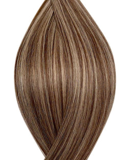 Human nano ring hair extensions UK available in #P4/22 medium brown light ash blonde mix Manila Idol