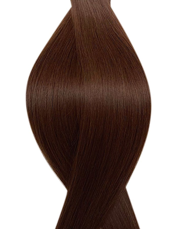 Human micro ring hair extensions UK available in #4 medium brown milk chocolate