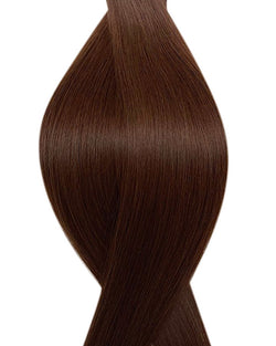 Human nano ring hair extensions UK available in #4 medium brown milk chocolate