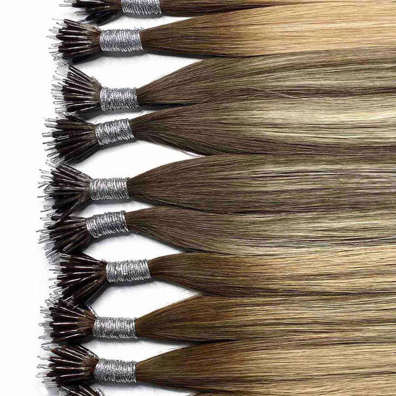 Real nano ring hair extensions UK available in 12”, 14”, 16”, 18”, 20”, 22”, 24” and 26”