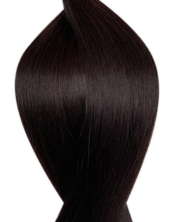 Human pre-bonded hair extensions UK available in #1B Off black treacle