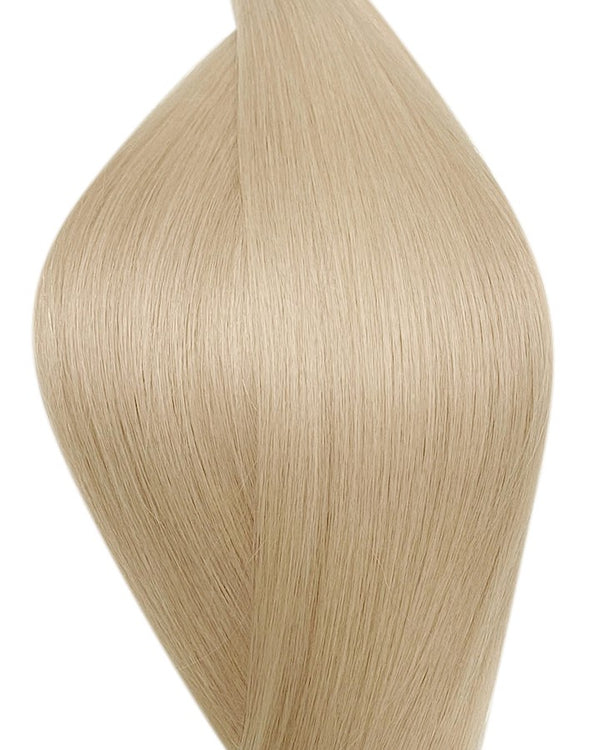 Human tape weave hair UK available in #60B pearl glow platinum ash blonde