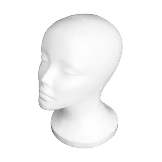 Polystyrene Head for storing and displaying wigs and hats by Viola
