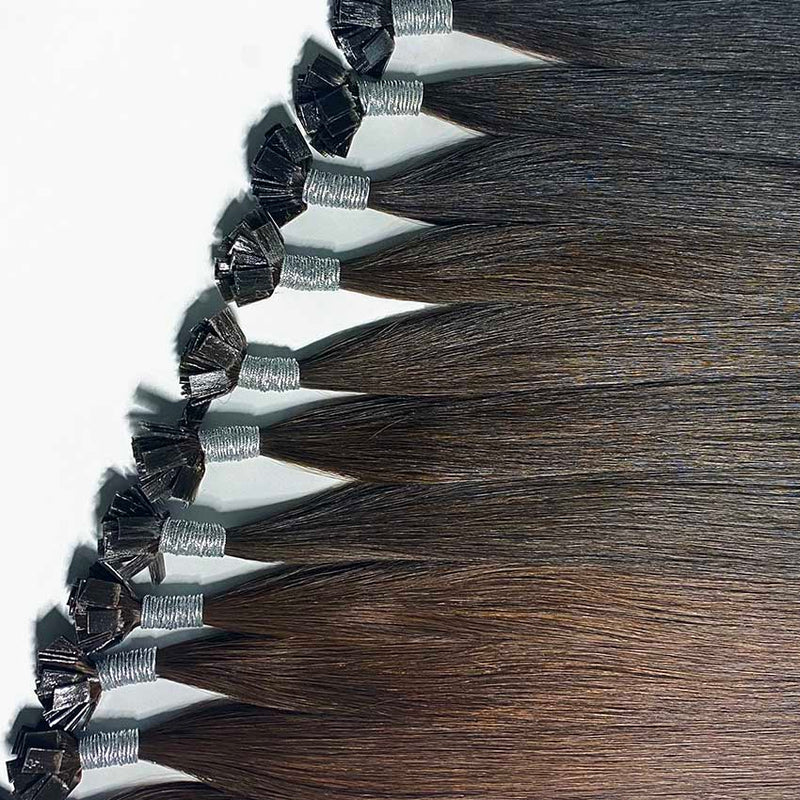 Pre-bonded human hair extensions UK available in 18”, 20” and 22”.