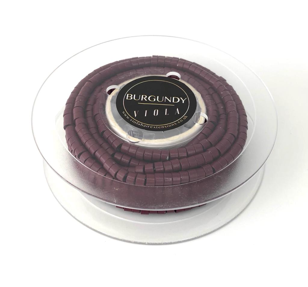 Pre-loaded micro rings 4mm burgundy.