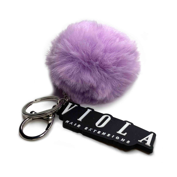 Purple Viola Pom-Pom Key Ring