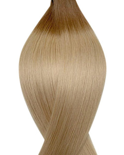 Human pre-bonded hair extensions UK available in #T8/16 light brown medium ash blonde Irish coffee