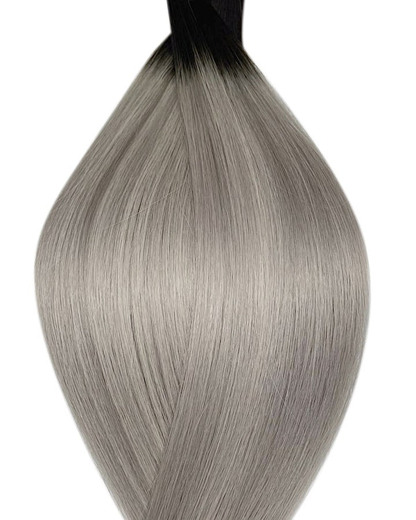 Human pre-bonded hair extensions UK available in #T1B/66 root stretch off black silver black iced coffee