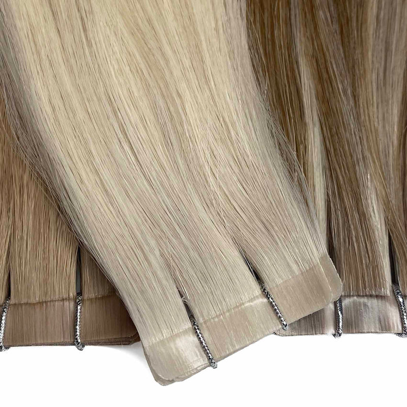 Real tape in hair extensions UK available in 12”, 14”, 16”, 18”, 20” and 22”