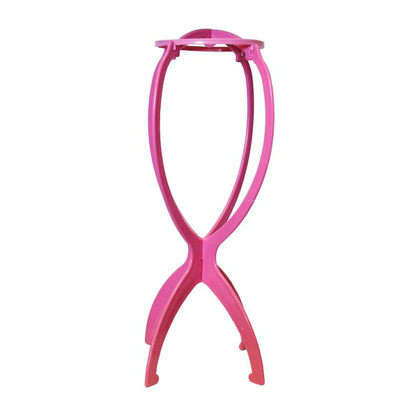 Plastic pink Viola wig stand for displaying Wigs and Hats